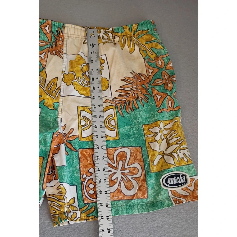 VINTAGE Gotcha Swim Trunks -(Small Flaw) Men's Sz Large- 1980's-Hawaiian Floral - Picture 4 of 12